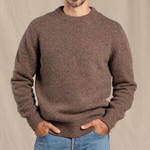 Toad&Co Crewneck Sweater Mens XXL Flecked Brown Wool Blend Minimalist